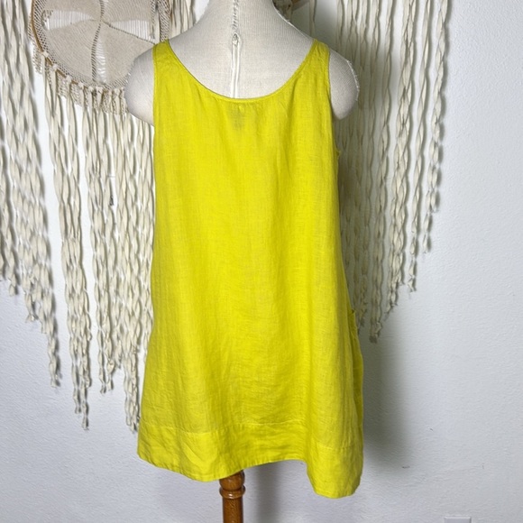 Eileen Fisher Petites Chartreuse Irish Linen Sleeveless Tunic Dress Size M - Picture 10 of 11